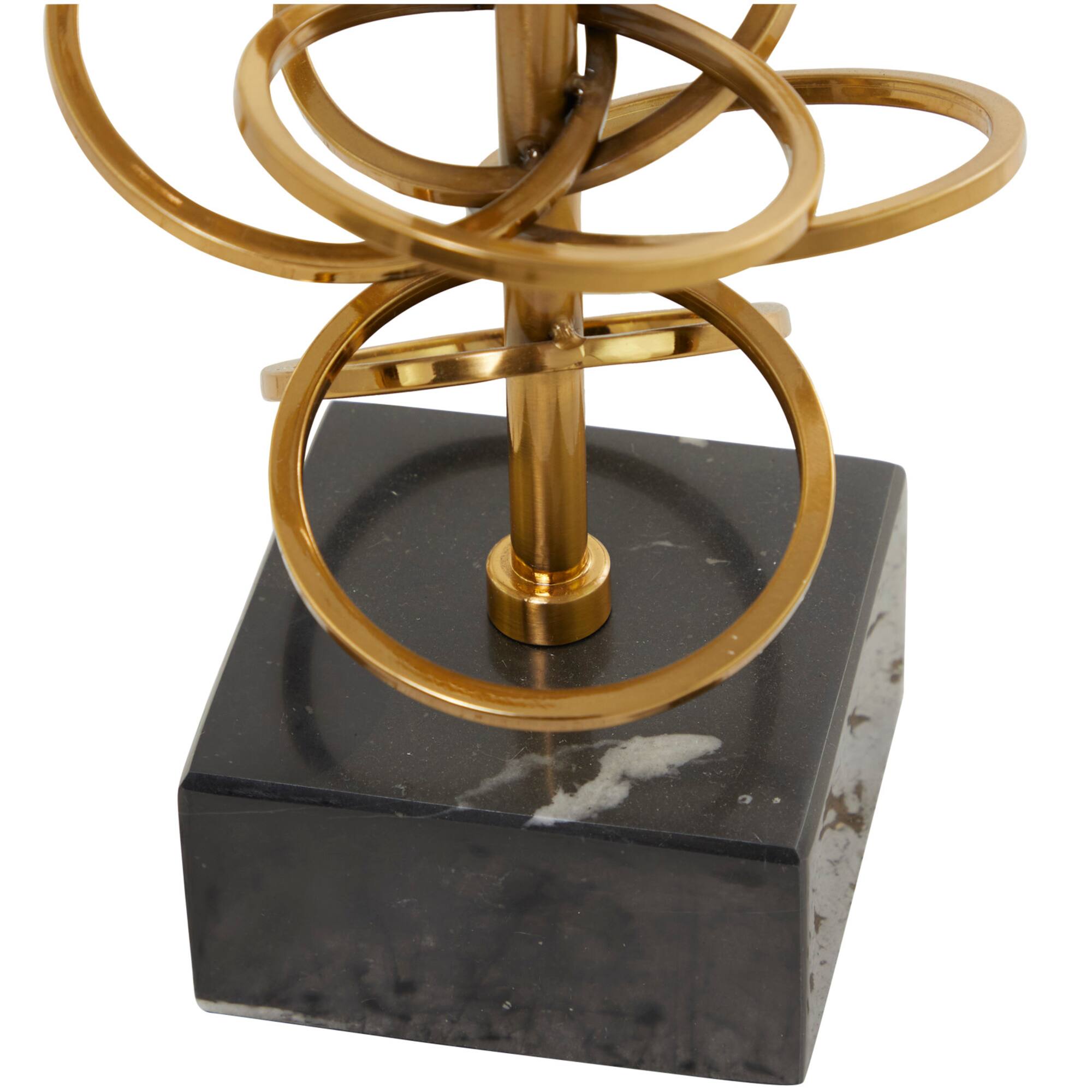 Gold Metal Ring Stand Pillar Hurricane Lamp Set